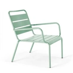 Lot De 2 Fauteuils Relax Avec Repose-pieds En Métal Vert Sauge - Palavas -Promos Garde Plante Boutique 96269210 3