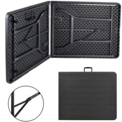 Table Pliante Rectangulaire En Aspect Rotin - Table De Jardin 8 Personnes - L180 X L75 X H73cm - Table Camping Exterieur Pour Jardin Terrasse Et Balcon - Noir -Promos Garde Plante Boutique 96784204 4