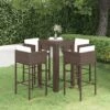 SalesHot® VidaXL Ensemble Bar De Jardin 5 Pcs - Ensemble Repas De Jardin Et Coussins Résine Tressée Marron Super83685 -Promos Garde Plante Boutique 96897894 1