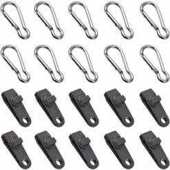 Clip De Bâche, Tente Pince Bâche, Mousqueton, Corde élastique, Pour Bâche, Camping, Auvents, La Couverture De Voiture, Lot De 10 (20Pcs)