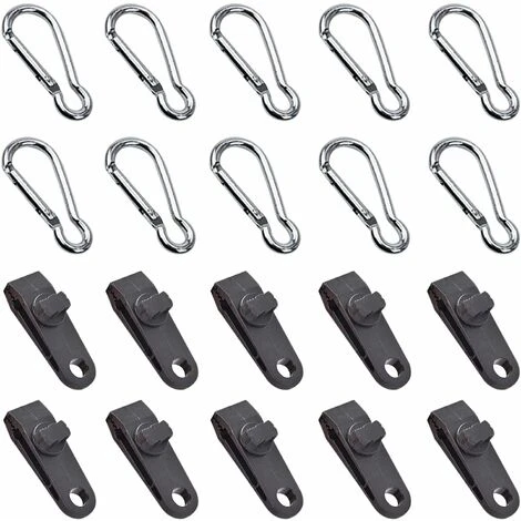 Clip De Bâche, Tente Pince Bâche, Mousqueton, Corde élastique, Pour Bâche, Camping, Auvents, La Couverture De Voiture, Lot De 10 (20Pcs) 3 Clip De Bâche, Tente Pince Bâche, Mousqueton, Corde élastique, Pour Bâche, Camping, Auvents, La Couverture De Voiture, Lot De 10 (20Pcs)