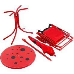 GIANTEX Ensemble De Jardin Pour Enfant Avec Parasol, Table Pour Enfant Pliable, 2 Chaises, Meubles Pour Jardin, Camping, Terrasse, Rouge -Promos Garde Plante Boutique 97235291 5