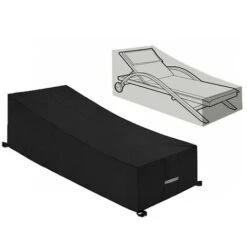 Promotion Housse De Protection , Imperméable, Coupe-Vent, Anti-UV, Tissu Oxford 210D Housse De Protection Bain De Soleil, Transat (210x75x40/80cm) – Noir