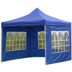 Tonnelle De Jardin 3x2m Pliable Tente Pliante De Jardin Rapide à Installer Auvent Pliable Pour Camping, Festival, Plage, Jardins Bleu