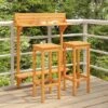 VIDAXL Ensemble De Bar De Balcon 3 Pcs Bois D'acacia Solide -Promos Garde Plante Boutique 97926963 1
