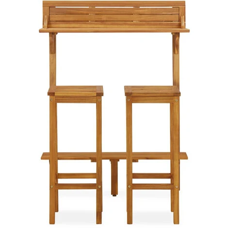 VIDAXL Ensemble De Bar De Balcon 3 Pcs Bois D'acacia Solide 5 VIDAXL Ensemble De Bar De Balcon 3 Pcs Bois D'acacia Solide – Image 3