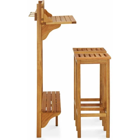 VIDAXL Ensemble De Bar De Balcon 3 Pcs Bois D'acacia Solide 6 VIDAXL Ensemble De Bar De Balcon 3 Pcs Bois D'acacia Solide – Image 4