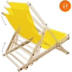 2x Chaise Longue Jardin Pliante Bois Bain De Soleil Plage Chilienne Jaune 120 Kg -Promos Garde Plante Boutique 98528117 4
