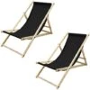 2x Chaise Longue De Jardin Pliante Bain De Soleil De Plage Chilienne Noir 120 Kg -Promos Garde Plante Boutique 98528125 1