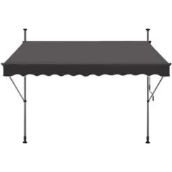 Store De Balcon Rétractable - 250 X 120 Cm, Avec Manivelle, Sans Perçage, Hauteur Réglable, Protection UV - Gris Foncé NAIZY