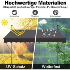 Store De Balcon Rétractable - 250 X 120 Cm, Avec Manivelle, Sans Perçage, Hauteur Réglable, Protection UV - Gris Foncé NAIZY 10 Store De Balcon Rétractable - 250 X 120 Cm, Avec Manivelle, Sans Perçage, Hauteur Réglable, Protection UV - Gris Foncé NAIZY -Promos Garde Plante Boutique 99356900 4