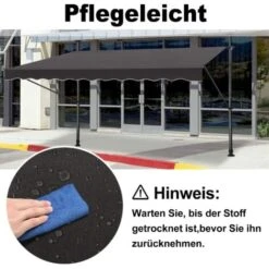 Store De Balcon Rétractable - 350 X 120 Cm, Avec Manivelle, Sans Perçage, Hauteur Réglable, Protection UV - Gris Foncé NAIZY 9 Store De Balcon Rétractable - 350 X 120 Cm, Avec Manivelle, Sans Perçage, Hauteur Réglable, Protection UV - Gris Foncé NAIZY -Promos Garde Plante Boutique 99356946 3