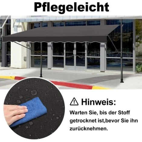 Store De Balcon Rétractable - 350 X 120 Cm, Avec Manivelle, Sans Perçage, Hauteur Réglable, Protection UV - Gris Foncé NAIZY 5 Store De Balcon Rétractable - 350 X 120 Cm, Avec Manivelle, Sans Perçage, Hauteur Réglable, Protection UV - Gris Foncé NAIZY – Image 3