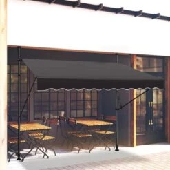 Store De Balcon Rétractable - 350 X 120 Cm, Avec Manivelle, Sans Perçage, Hauteur Réglable, Protection UV - Gris Foncé NAIZY 11 Store De Balcon Rétractable - 350 X 120 Cm, Avec Manivelle, Sans Perçage, Hauteur Réglable, Protection UV - Gris Foncé NAIZY -Promos Garde Plante Boutique 99356946 5