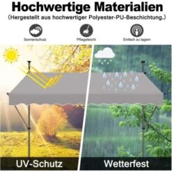 Store De Balcon Rétractable 250 X 120 Cm - Avec Manivelle, Sans Perçage, Protection UV, Hauteur Réglable - Gris Clair NAIZY 10 Store De Balcon Rétractable 250 X 120 Cm - Avec Manivelle, Sans Perçage, Protection UV, Hauteur Réglable - Gris Clair NAIZY -Promos Garde Plante Boutique 99357095 4