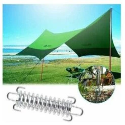 GP 4 Pièces Ressort Voile D'ombrage, Tendeur Voile D'ombrage Ressort, Ressort De Tension Pour Voile D'ombrage, Ressort De Tension Pour Tente De Camping, Boucle De Corde De Ressort De Tente En Acier (Arge -Promos Garde Plante Boutique 99639982 5