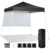 1.78x1.78m Tonnelle Pliante De Jardin Anti-UV, Barnum Pliant Avec Sac De Transport Et 1 Paroi Latérale, Protection Contre Soleil Pour Camping, Plage, Avec Sac De Sable, Noir -Promos Garde Plante Boutique 99700790 1