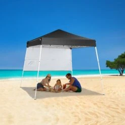 1.78x1.78m Tonnelle Pliante De Jardin Anti-UV, Barnum Pliant Avec Sac De Transport Et 1 Paroi Latérale, Protection Contre Soleil Pour Camping, Plage, Avec Sac De Sable, Noir 9 1.78x1.78m Tonnelle Pliante De Jardin Anti-UV, Barnum Pliant Avec Sac De Transport Et 1 Paroi Latérale, Protection Contre Soleil Pour Camping, Plage, Avec Sac De Sable, Noir -Promos Garde Plante Boutique 99700790 3