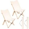 COSTWAY Chaise De Jardin Extérieur Lot De 2 Style Papillon, Chaise Pliante Camping Portable Bambou Avec Sac, Chaise Extérieur Intérieur Pour Pique-Nique Pêche Salon, Charge 150 KG, Beige -Promos Garde Plante Boutique 99725688 1